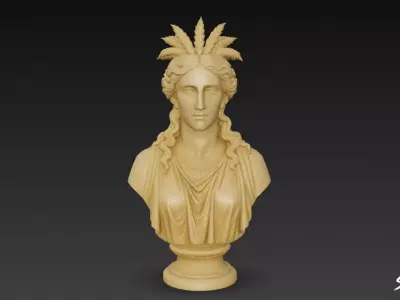Greek God Dionysus Bust Low-poly 3D model