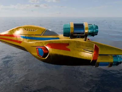 Ghost Spaceship Sci-Fi Model - Game Ready Low-poly 3D model
