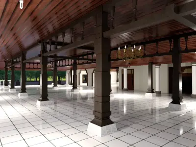 Javanese combine madinah Mosque exterior and interior  3D model