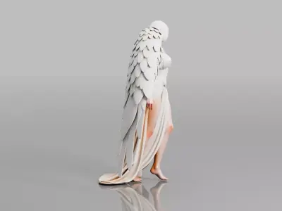 Angelic Female Character LOW AND HIGH POLY BOTH Low-poly 3D model