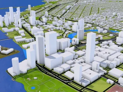 Miami City of Florida Low-poly 3D model