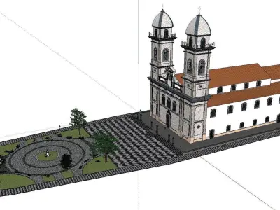 Architecture-Religion-God-Culture-Temple-056 church with two ... 3D model