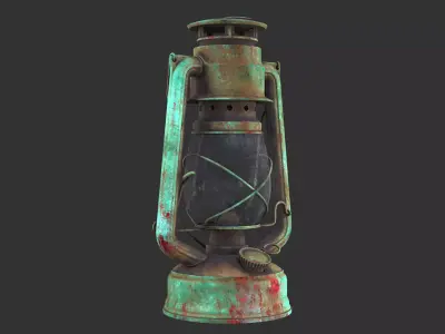Old Green Lantern PBR Textures Low-poly 3D model