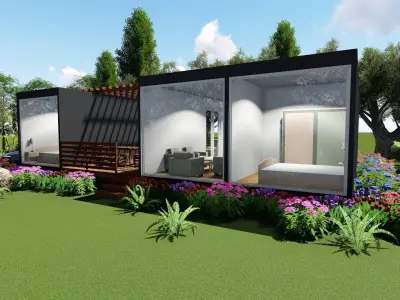 House with midlle terrace design 3D model