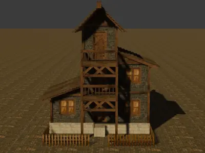 Medieval house eleven Low-poly 3D model