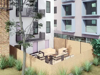 Scene of City-complex cityscape with realistic rendering 3D model