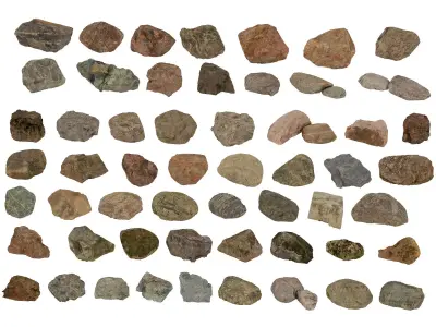 Realistic rock texture pack Low-poly 3D model