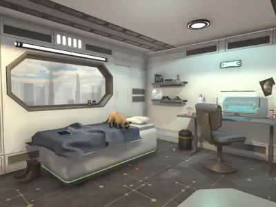 Sci-Fi Room Low-poly 3D model