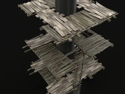 TREE PLATFORM WOODEN CONSTRUCTION SCOUT TOWER WATCHTOWER AAA Low-poly 3D model