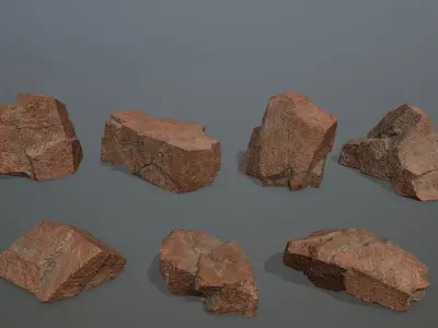 Rock Set 2 piece of Low-poly 3D model