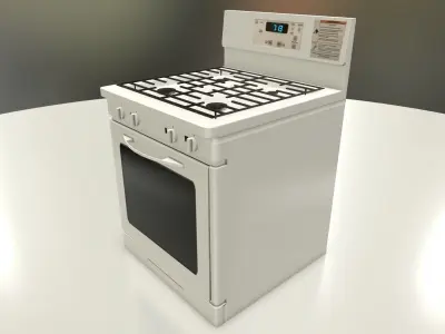PBR Oven box on table Low-poly 3D model
