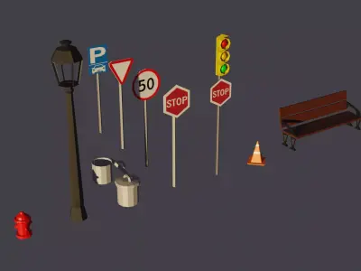Urban Props Low-poly 3D model