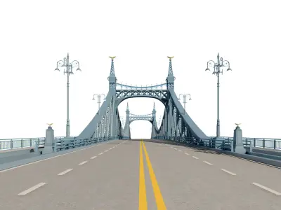 Suspension Type Balanced Cantilever Bridge Low-poly 3D model