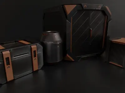 Sci-Fi Crates pack - Game ready Low-poly 3D model