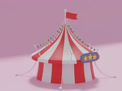 Cartoon Circus Tent 3D model