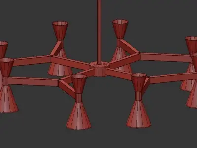 POULINA modern chandelier with brass and shades 3D model