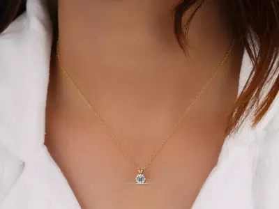 Modern Bezel Solitaire Diamond Pendant CAD Design 3DM STL 3D print model