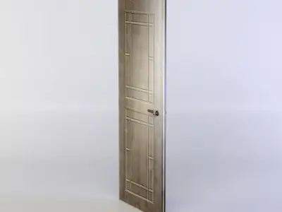Door wooden with glass panels Low-poly 3D model get