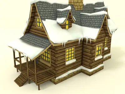 Low Poly Winter House Low-poly 3D model