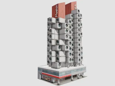 Tokyo Capsule Hotel Low-poly 3D model