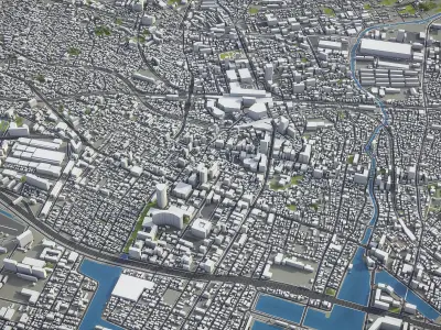 Funabashi - 3D City Model Low-poly 3D model