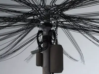 Overhead Electric Cables System PBR 3D model