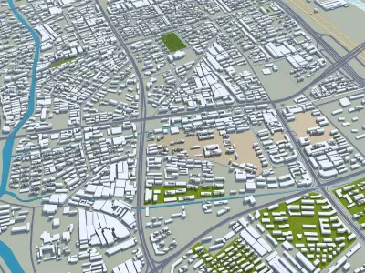 Yancheng Jiangsu China 150km AI Low-poly 3D model