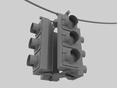 high poly traffic light 3D model