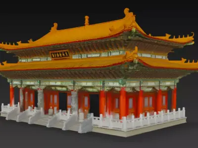 Chinese Temple 3D Model Low-poly 3D model