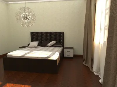 Bedroom with bed and lamp 3D model