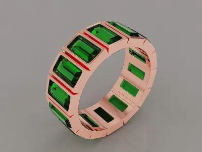 Bezel set baguette cut diamond eternity ring band 3D print model