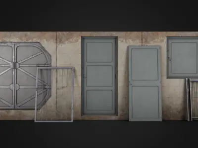 Industrial Doors Pack Low-poly 3D model
