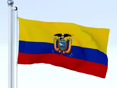 Animated Ecuador Flag Low-poly 3D model