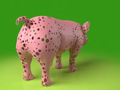 Pig Voronoi Low-poly 3D model