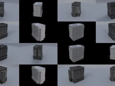 Modern building kitBash 3D Model Pack