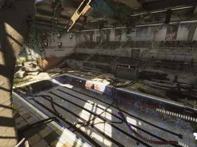 Abandoned Swimming Pool Environment Low-poly 3D model