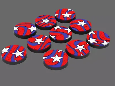 Stars and Stripes 25mm Round Base Set X10 3D print model