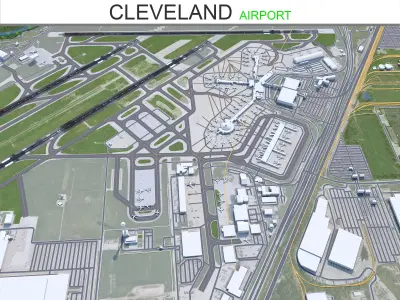 Cleveland Airport 10km Low-poly 3D model