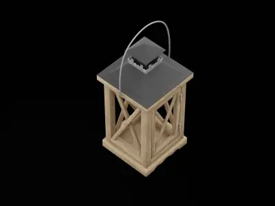 Wooden Light Holder Low-poly 3D model