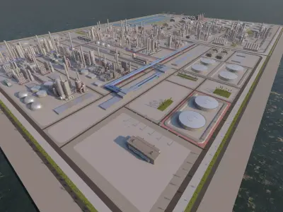 Petrochemical-Industrial Complex and Oil Gas Rig 3D model
