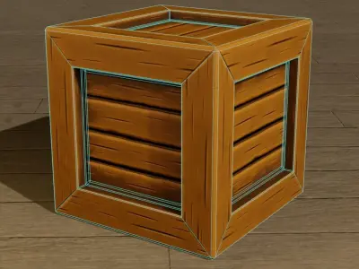 Wooden Box low poly Low-poly 3D model