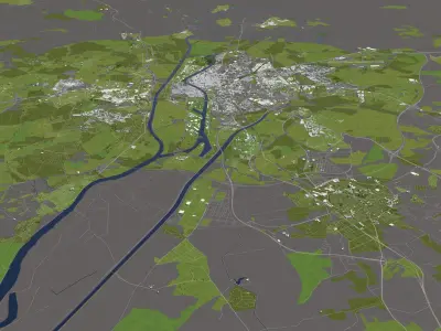 Seville 50x50km 3D City Map 3D model