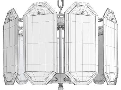 5 Light Polished Brass Interior Chandelier Low-poly 3D model