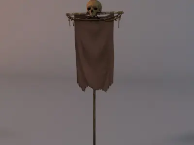 Skull banner Low-poly 3D model