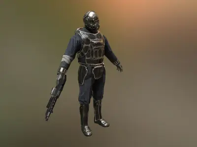 SCiFI Killer Animated Character Low-poly 3D model