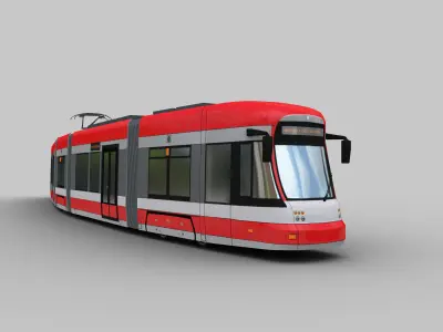 Bombardier Flexity tram Krefeld Low-poly 3D model