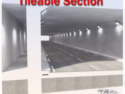 D TYPE DOUBLE TUNNEL SECTION 3D model