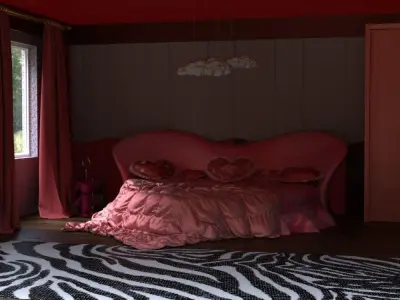 Heart Bed with Gift Room 3D model