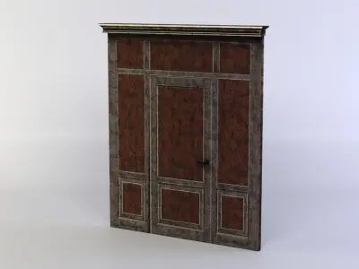 Door with handle Low-poly 3D model