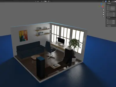 Isometric Study Room 3D model